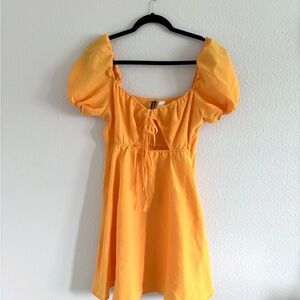 H&M Orange Puff Sleeve Mini Dress